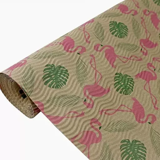 гофрированная влагостойкая бумага с рисунком Фламинго